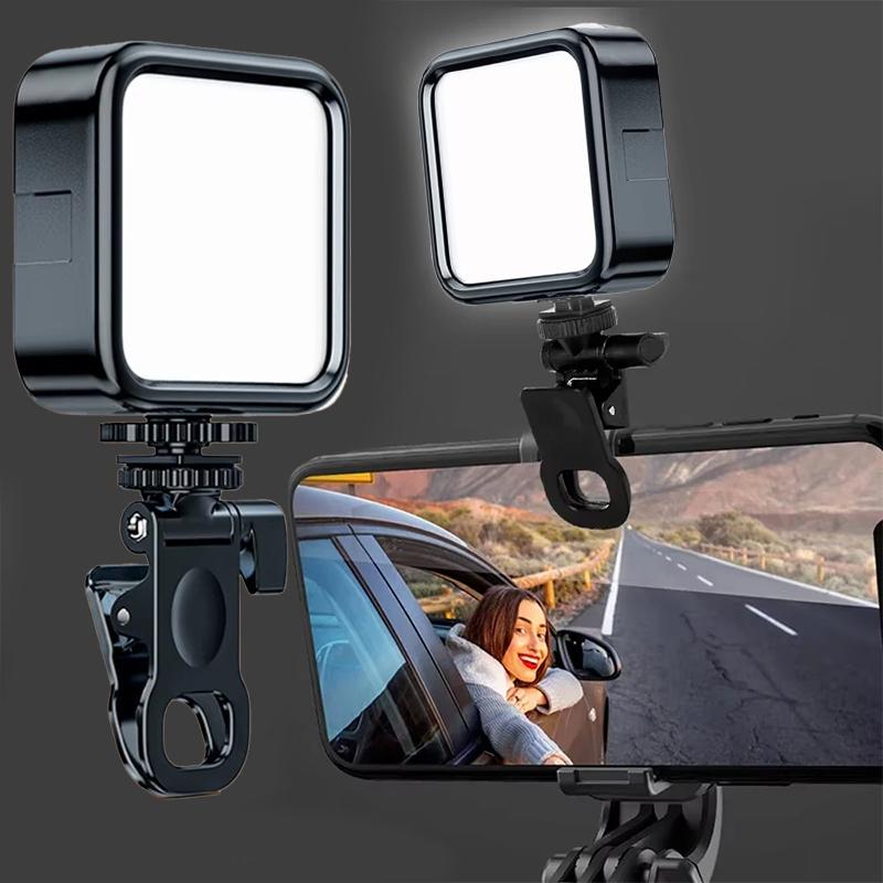 Mini Rechargeable Selfie Fill Light Clip-On LED Lamp with 3 Modes Adjustable Brightness for Phone Laptop Tablet Video Call Photography