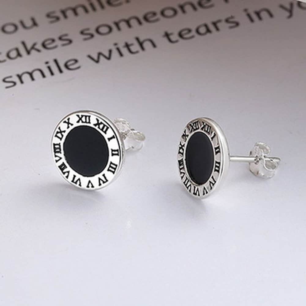 925 Silver Earrings Black Moon Roma E023 Sterling Silver Earrings