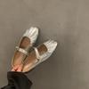 Silver Flat-bottomed Bag Head Half Slippers Outer Wear 2025 Summer New Mother Mary Jane Muller Women Sandals Single Shoes