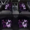 4pcs Purple And White Non-Slip All-Weather Butterfly Car Floor Mats For Front And Rear Seats - Stylish Auto Interior Decoration