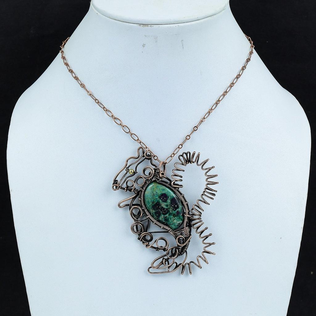 Ruby Fuchsite Pendant Copper Wire Wrapped Pendant Handmade Pendant Rabbit Jewelry Gemstone Pendant Copper Wire Wrap Jewelry Gifts For Women