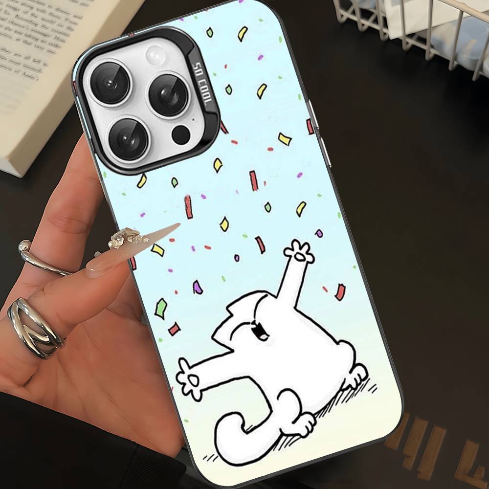 Cute S-Simons Cat Phone Case For IPhone 17 Air 16 15 14 13 12 11 Pro Max Color Hard Cover