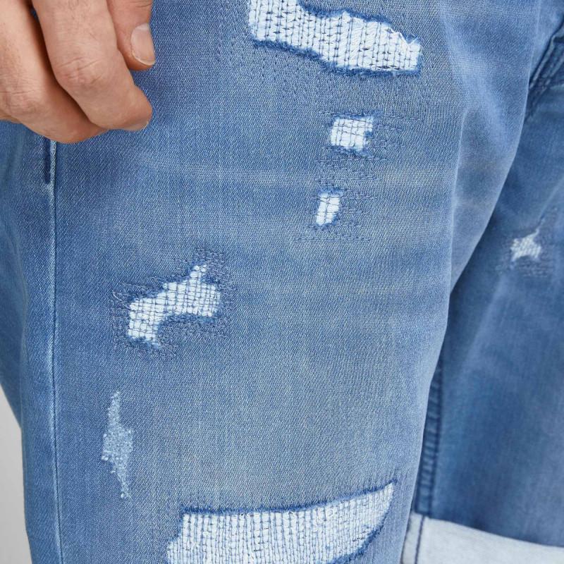 Шорты из рваного денима с отворотами из смесового эластичного хлопка Мужской JACK & JONES