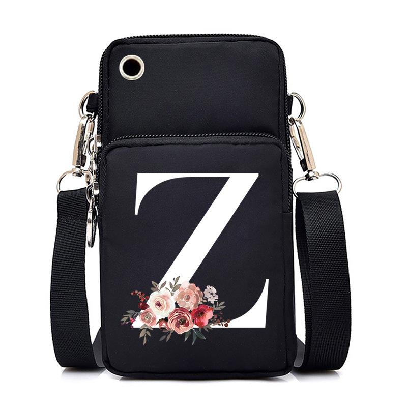 Letter Printing, Black Oblique Span Bag, Mobile Phone Bag, Light To Carry, Vertical Length And Width, Change Bag.