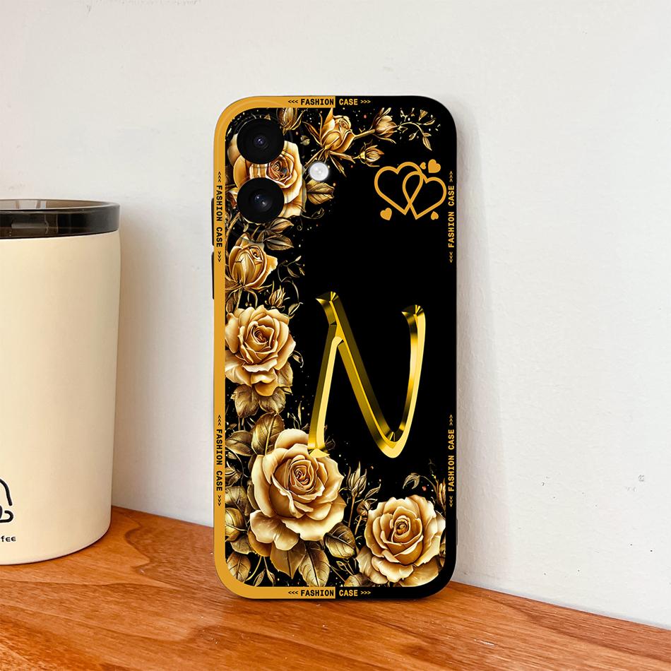Для iPhone 17 Pro Max 17 Air Чехол для телефона Цветок Имя Буквы Высококачественный Чехол Для iPhone17 Мягкий Силикон Ударопрочный Корпус