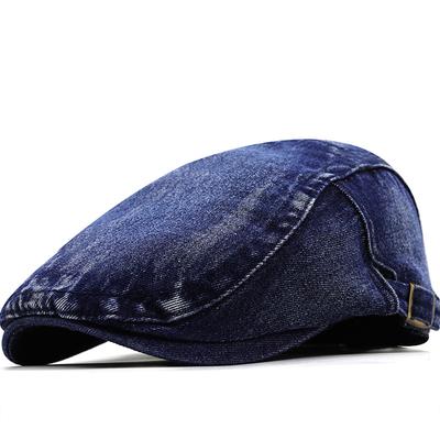 Летняя джинсовая шляпа мужская легкая плоская простая кепка washed denim берет женская тонкая дышащая передняя шляпа