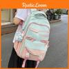 Bow Nylon Unisex Travel Backpack With Color Block Pattern And Compartment Laptop