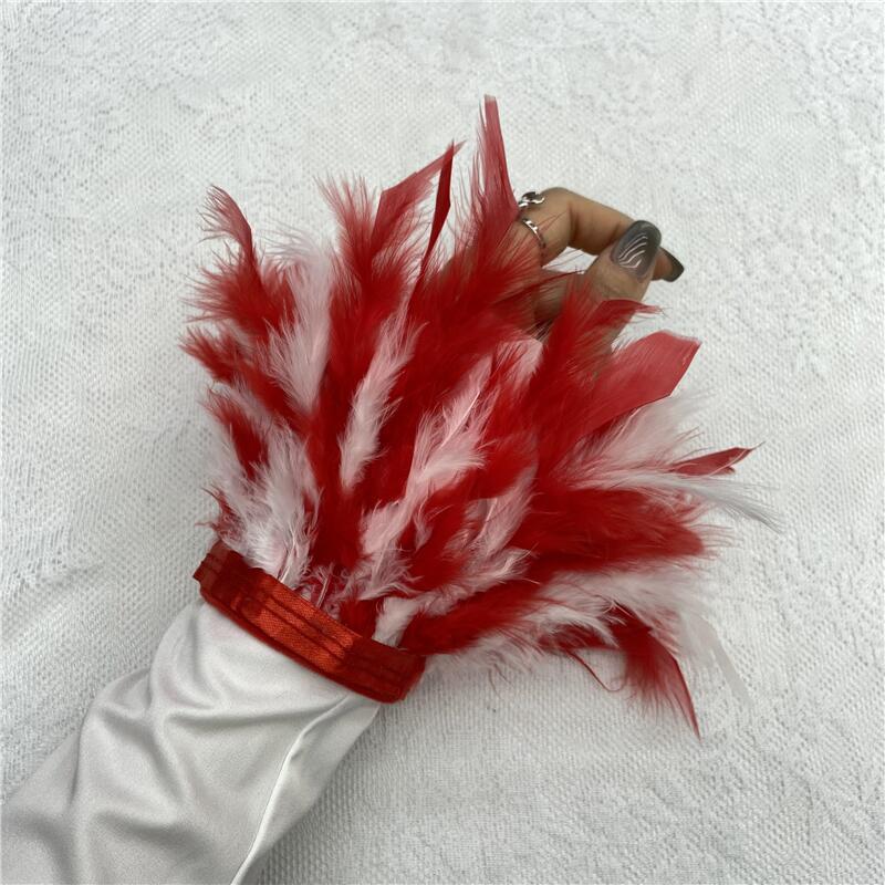 1 шт., манжеты из страусиного пера из натурального меха, манжеты из страусиных перьев, браслет с застежкой, манжеты из перьев, рукав на запястье