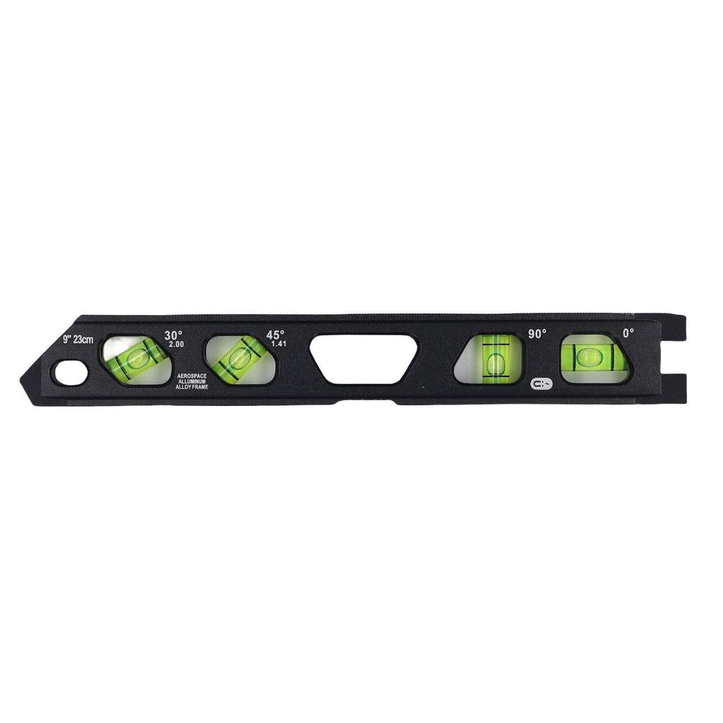 Bubble Level Ruler 9 Inch 1 Degrees 30 Degrees 45 Degrees 90 Degrees V Slot Accurate Cast Aluminium Compact Bubble Spirit Level