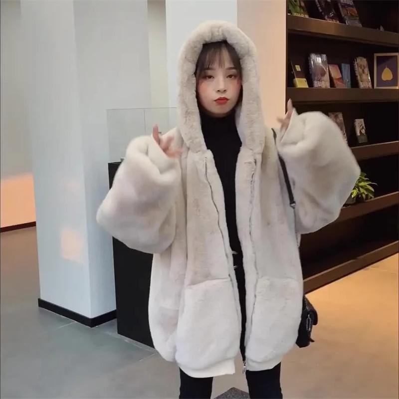 Шуба Толстая Осенне-зимняя Плюшевая из овчины Женская Норковая шуба Средней длины Модная