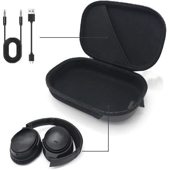 Жесткий чехол для Bose QC15/QC35/QC25/QC45/QC45SE/QC SE, сменный чехол для беспроводных наушников с шумоподавлением, с местом для хранения кабеля