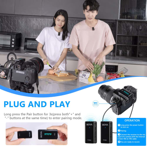 BOYA BY-XM6 S2 Mini Wireless Lavalier Microphone System with OLED Screen for DSLR Camera Smartphone YouTube Video Facebook Live Stream