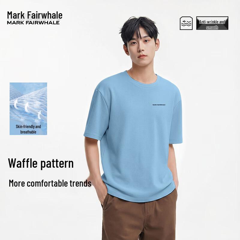 Mark Fairwhale Мужская вафельная футболка свободного кроя с коротким рукавом