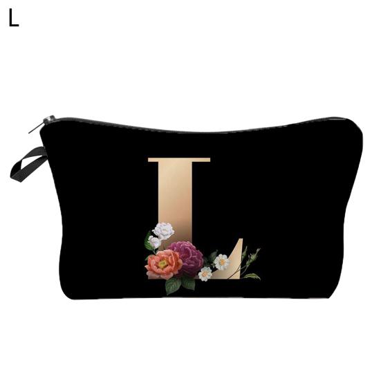Cosmetic Bag 3D Digital Printing Letter Flower Pattern Female Multipurpose Delicate Pencil