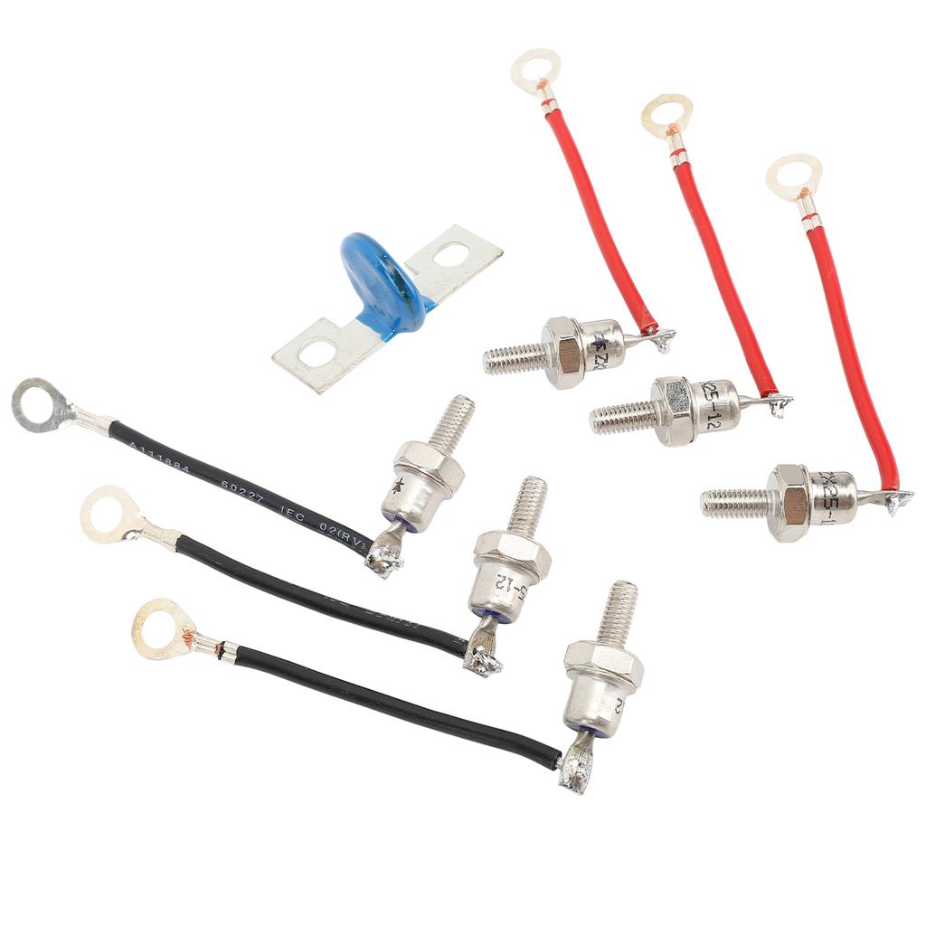 Generator rectifier diode kit, 3 positive diodes 3 negative diodes, compatible metal module set 8 cm length solar panel blocking diodes
