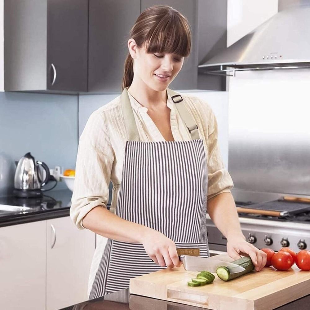 with 2 Pockets Striped Apron Adjustable Kitchen Apron Practical Cooking Apron  Food Preparation
