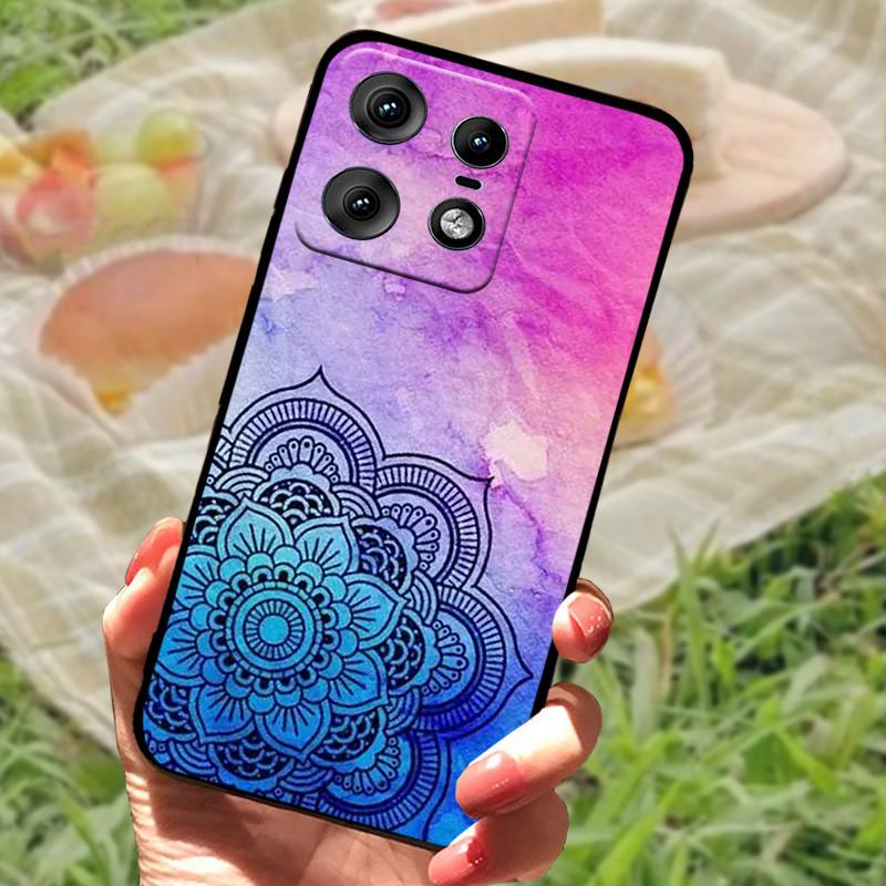 Чехол для Motorola Edge 50 Pro Модный Мраморный Силиконовый Черный Мягкий Бампер для Телефона Moto Edge 50 Pro Мультяшные ТПУ Оболочки