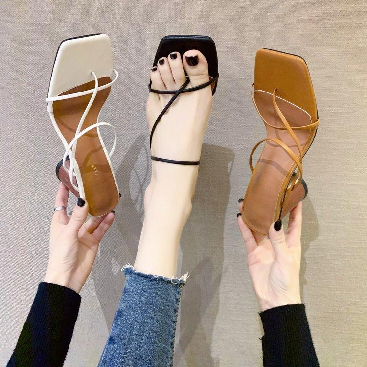 Туфли на деревянном каблуке женские сандалии винтажные квадратные носки узкие босоножки на высоком каблуке женские летние туфли женские