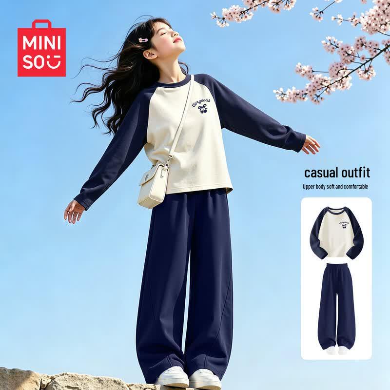 MINISO Осенний модный комплект для девочек: топ и брюки