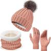 Knitted Hat, Scarf & Gloves Set