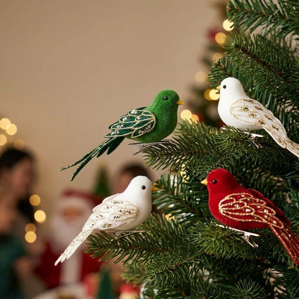 Soft Fluffy Flocked Hummingbird Xmas Decor Artificial Spread-Wing Bird Window Display