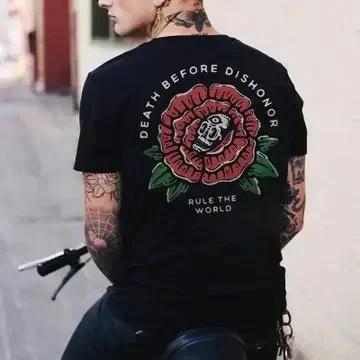 Punk Rock Skull Tshirt Fashion Tough Guy T Shirt Harajuku Heavy Metal Rock Tops Summer Street Hip-Hop Tee Ropa Hombre