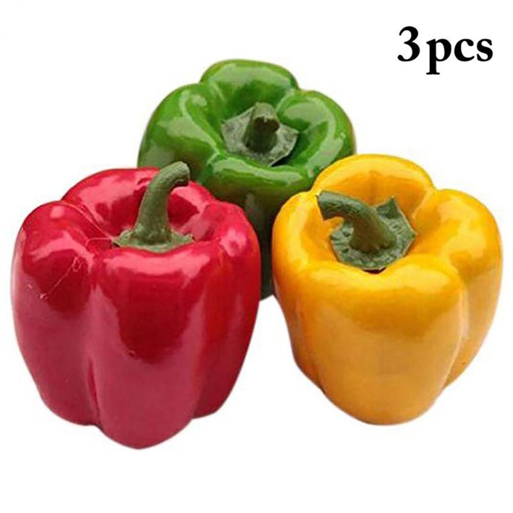 3PCS Realistic Artificial Imitated Peppers Vegetables Decor Restaurants Props