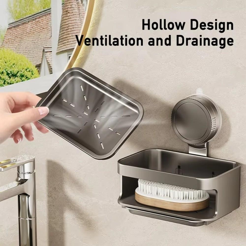 Space Saving Suction Cup Soap Dish Detachable Soap Drain Box Self Draining Soap Holder Household