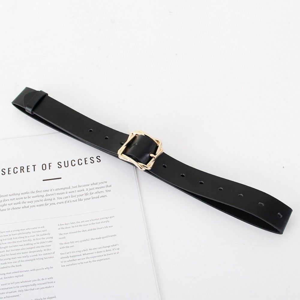 Adjustable PU Leather Belt Black Jeans Belt Fashion Women's Belts for Jeans Dresses Decoration