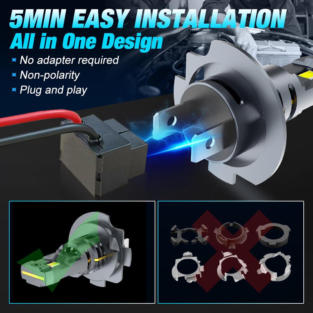 2Pcs H7 LED Headlight Bulb Mini Wireless 60W 20000LM 6500K CSP for Car Headlamp Auto Diode Lamps H7 Turbo Led 12V Automobile