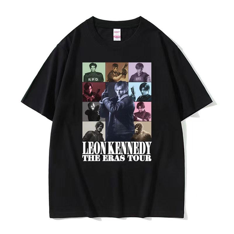 I Heart Leon Kennedy Print TShirts Unisex Womens Clothing Fashion Vintage T Shirt Male Oversized Cotton Short Sleeve Tshirt Tops
