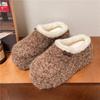 Меховые балетки на платформе женские хлопковые тапочки модная обувь 2025 тренд зимние короткие плюшевые шлепанцы с открытой пяткой повседневные женские туфли
