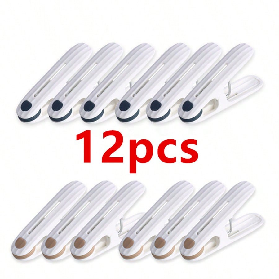 12pcs Mixed-color household seamless clips - clothes hangers - sock and towel clips - snack clips - office clips