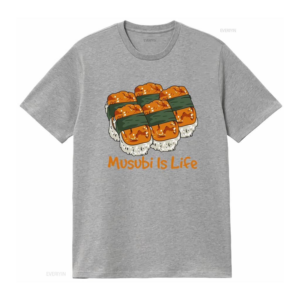Funny Musubi T Shirt Hawaiian Food Kawaii Is Life vintage Washed Unisex Top For Everyday Wear homme streetwear Soft Slightly