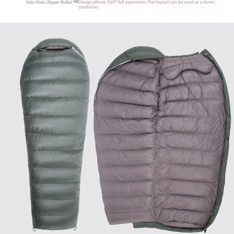 Envelope Mummy Sleeping Bag New Style Four-Season Universal Outdoor Camping Goose Nylon Fabric 205cm Lightweight Adult