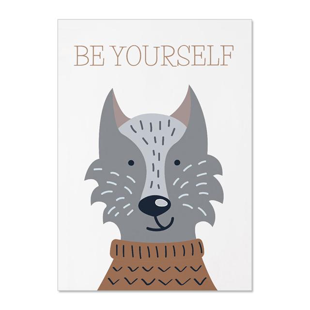 Пятнистый олень в шарфе, лиса, сова, медведь, холст, набор для детской комнаты, лес, настенное искусство, зимние животные, принты, декор для детской комнаты, без рамки