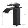 Matt Black Basin Faucet Single Lever Mixer Hot and Cold Water Basin Crane Tap Bathroom Washbasin Sink Waterfall Mixer Tap