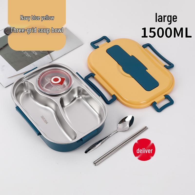 304 Stainless Steel Insulated Bento Lunch Box with Lid - Student & Office Style, Microwave Safe, Deep Compartment Design
