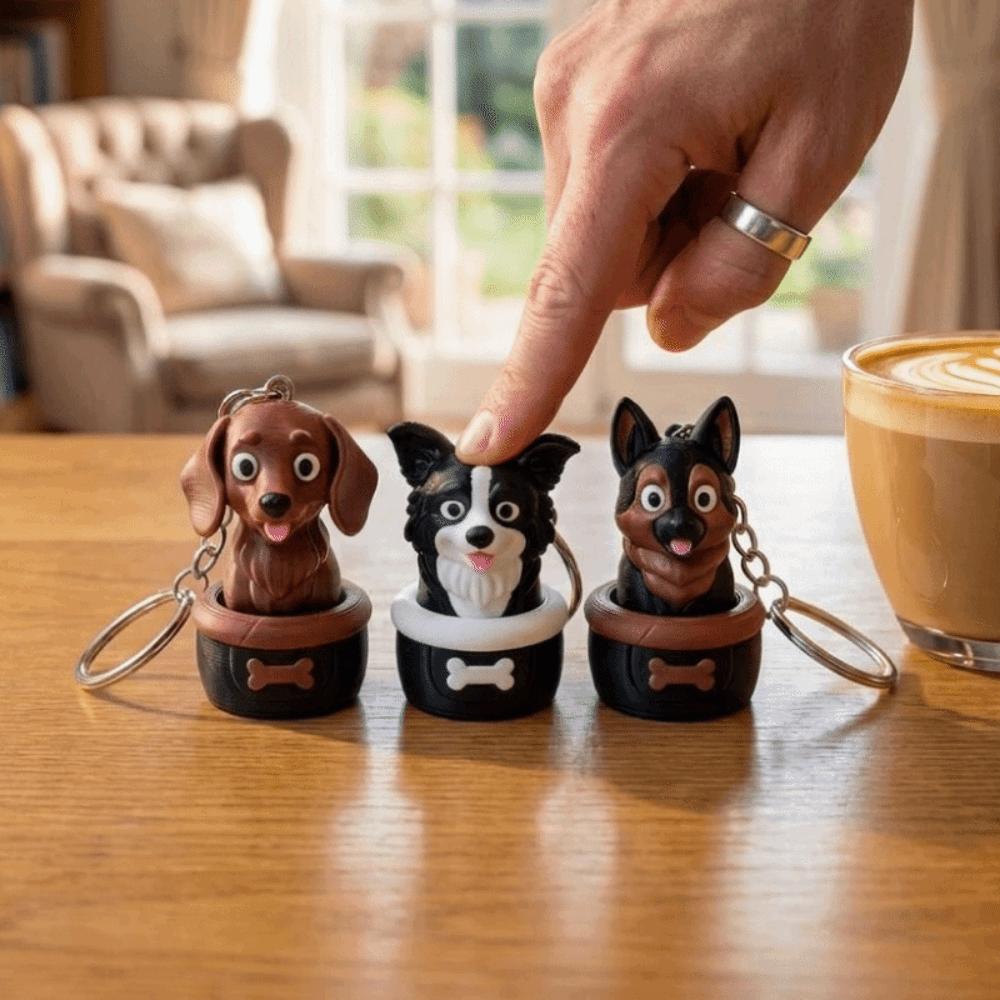 Clicking Sound Sausage Dog Clicker Keychain Plastic Dog Key Pendant Clicker Toy Keychain Gifts