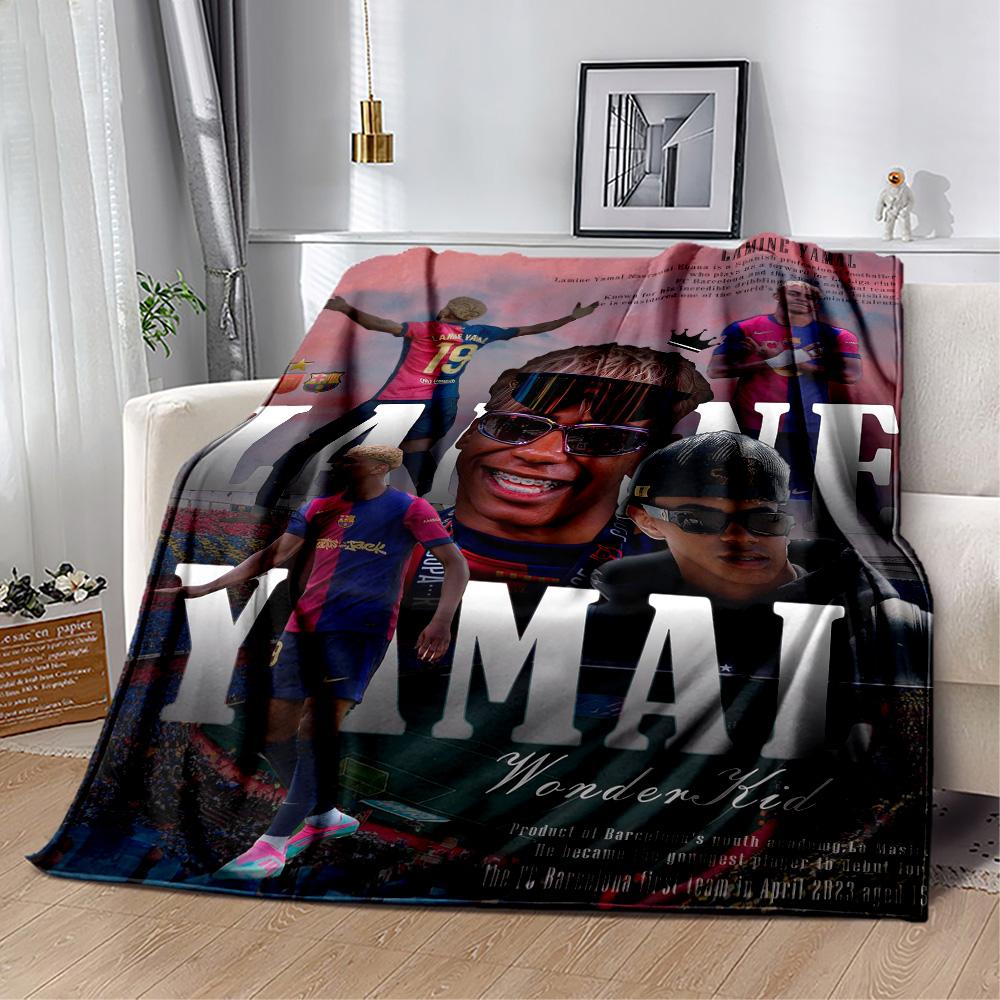 Lamine Yamal's Football Journey Blanket Soft & Cozy Perfect for Office Chair Picnics Office All-Season Use Digital Print