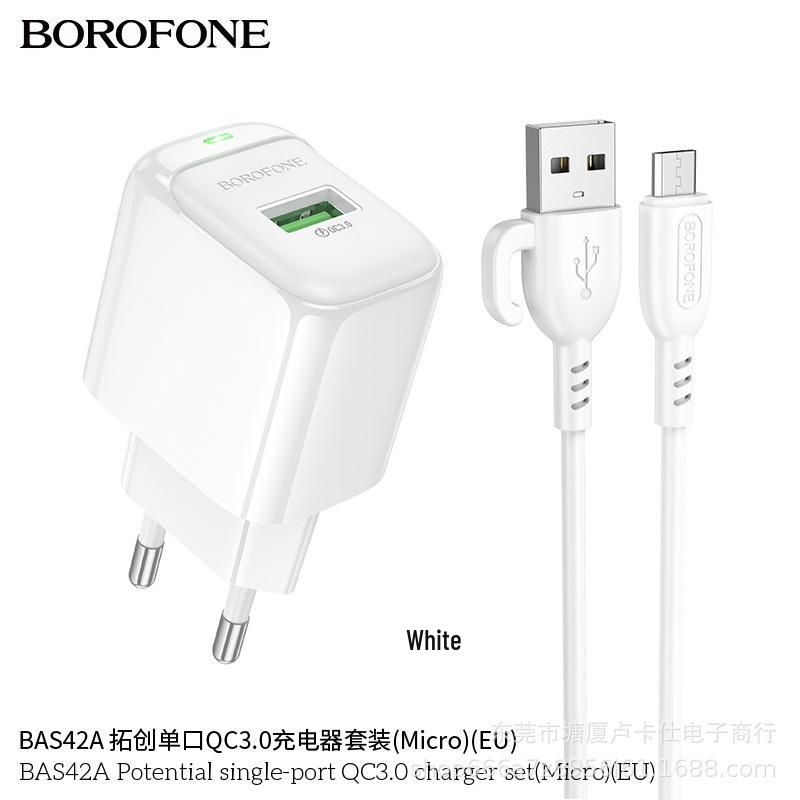 BAS42A QC3.0 18 В Европейское настенное зарядное устройство с кабелем Type-C для Android