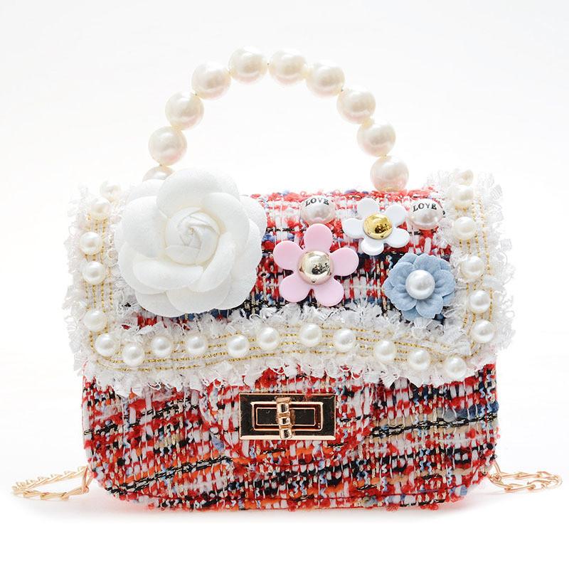 Сумочка Жемчужная Сумка Через Плечо из Легкого ПУ Материала Цепочка для Детей