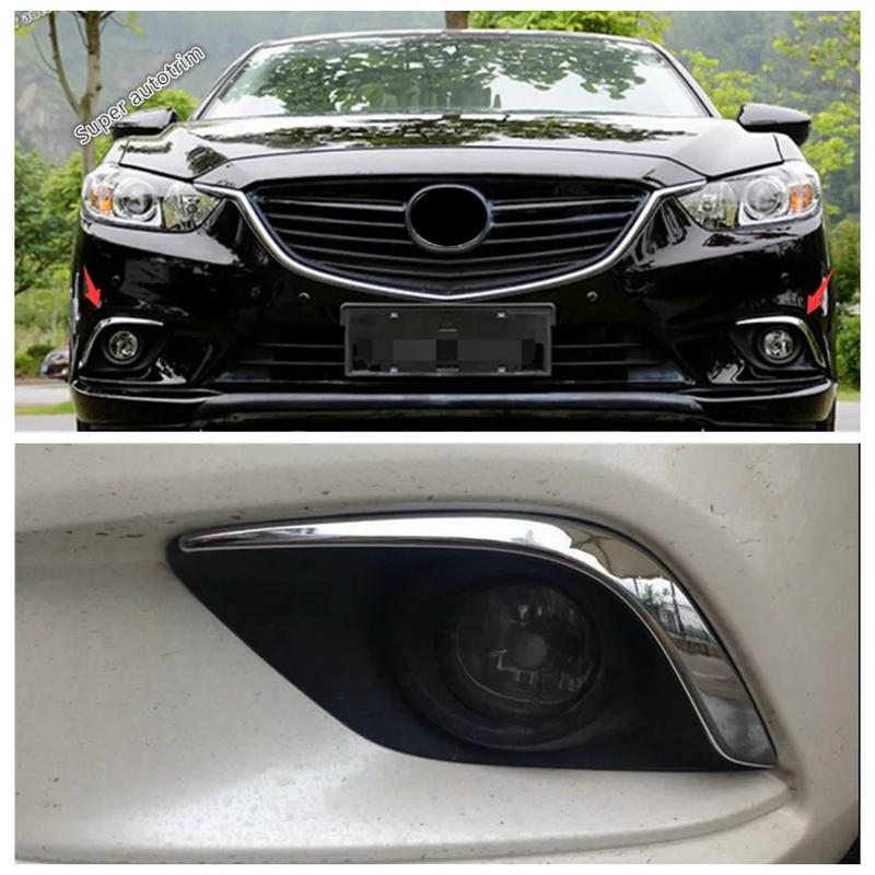 Chrome Front Center Mesh Grille Grill Cover Trim Radiator Strips Foglight Molding Garnish Fit For Mazda 6 Atenza m6 Gj 2014 2015