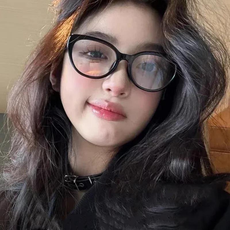 Retro Anti Blue Light Transparent Glasses Personalized Cat Eye Presbyopia Glasses Large Frame High-Definition Reading Glasses