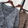 Осень и зима новый свободный кардиган с V-образным вырезом, вязаный, с чувством дизайна, в ленивом стиле, свитер-жакет для женщин