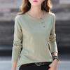 Autumn Button Za Woman Tops Koream Clothes T Shirt Women Cotton T-Shirt Long Sleeve Casual Tee Shirt Femme
