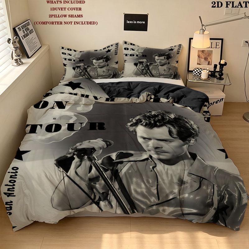 Harry Styles Bedding Quilt Set Quilt Cover Pillowcase Home Decoration Birthday Gift (1 * duvet cover + 2 * pillowcase, without core)