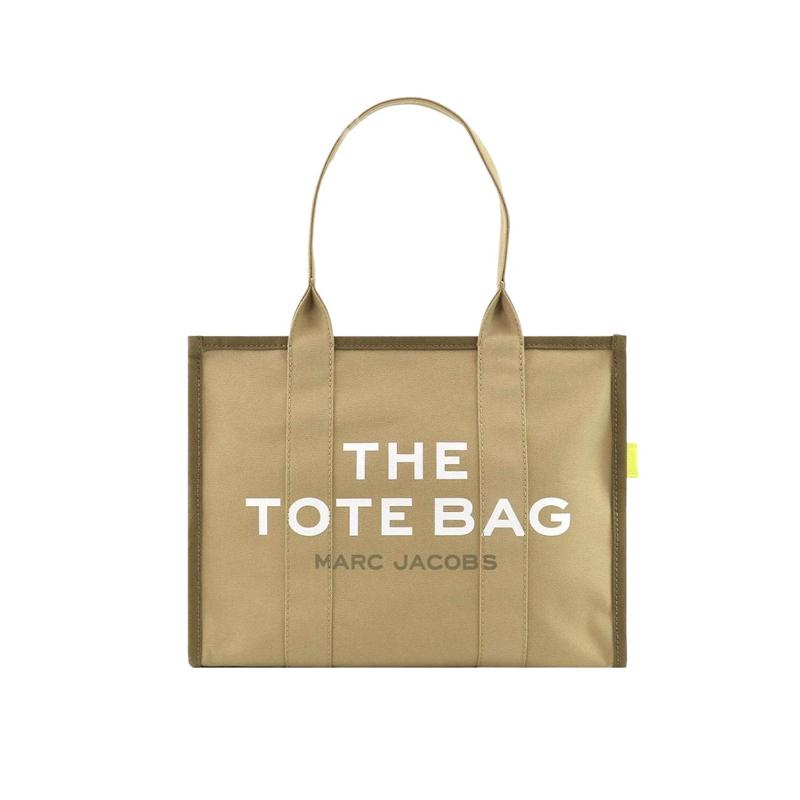 Marc Jacobs Logo Zip Closure Cotton Tote Bag Shopping Bag Shoulder Handbag Women tote Beige Green H073M01RE21-373
