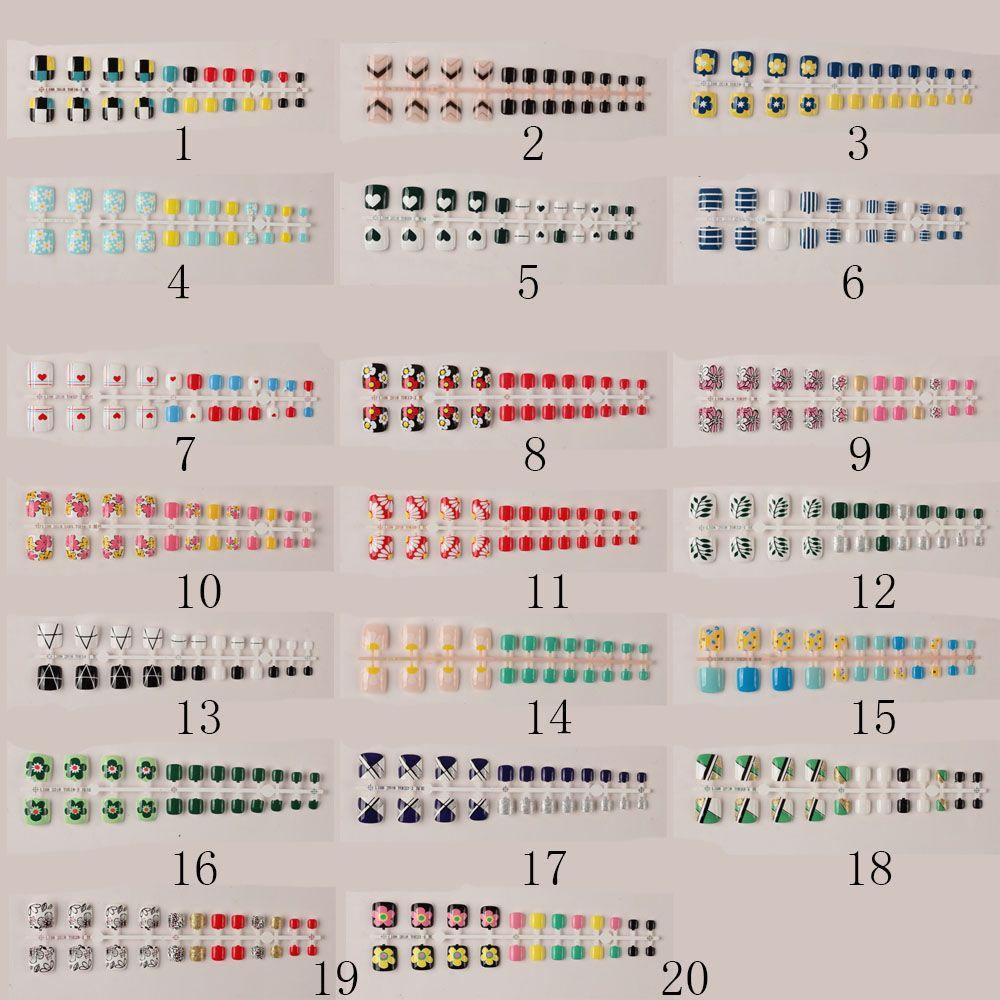 Fashion False Gel Glitter Strip Short Square Fake Toenails Toe Nails Nail Art Toes Nails Decor