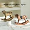 Wooden Rocking Horse Figurine Vintage Wood Carving Pony Statue Sculpture Home Office Desktop Decoration Ornament